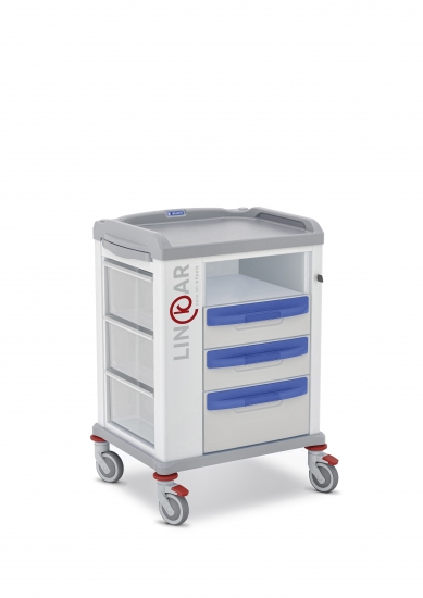 LINKAR Utility trolley, 45 cm drawers, with open compartment