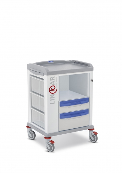 LINKAR Utility trolley, 45 cm drawers, with open compartment