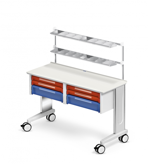 Mobile worktop, NEWgo range, 2 ISO drawer units, 4 drawers...