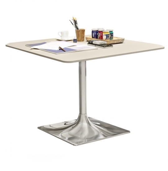 Square table, bevelled edge, 50 mm rounded corner, central...